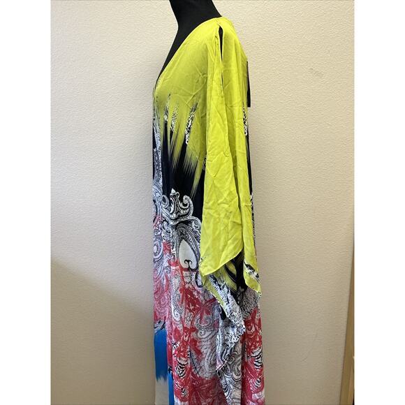 Etro Milano NWT 100% Silk OS Caftan Maxi dress Boho Chic Designer Island Ethnic - Picture 7 of 10